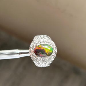 Natural Ethiopian Black Opal Ring, Big Opal Men’s Ring, 10x14mmOval Opal, High Fire Opal Ring, Wedding Engagement Ring, Gift For Him