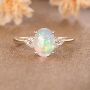 Ethiopian Opal Ring, Silver Opal Ring, Genuine Ethiopian Opal Ring, Natural Opal Ring, Rose Gold Opal Engagement Ring, Custom Opal Ring