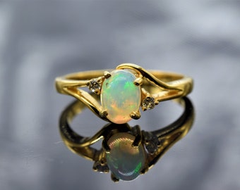 Natural White Opal Ring | 925 Sterling Silver | October Birthstone | Gifts for her | Minimalist Ring
