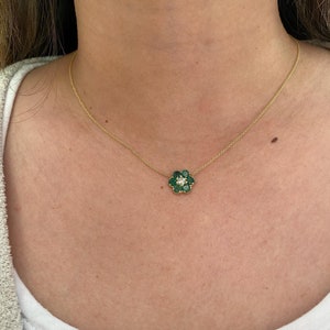 Round Emerald Pendant, Emerald Necklace, Vintage Pendant, Valentines Gift, Green Emerald Necklace, Round Pendant, Created Emerald, 925Silver
