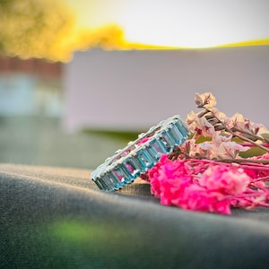 Natural London Blue Topaz 925 Sterling Silver Band, Wedding Band, Bridal Band, Gift For Her