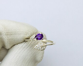 Natural Amethyst Ring - 925 Silver Ring - Amethyst Faceted Ring - Gold Plating Ring - Amethyst Jewelry - Handmade Ring - February Birthstone