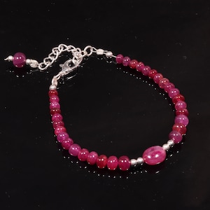 Bracelet Ruby Delicate Bracelet Ruby Faceted Beads Bracelet - Ruby Stacking Bracelet July Birthstone - 925 Sterling Silver 4 to 5.30mm