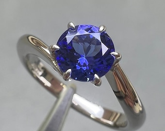 Genuine Natural Blue Sapphire Solitaire Ring Solid 925 Sterling Silver Ring Engagement Wedding Something Blue Stone Jewelry Bridal Gemstone