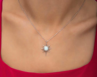 Gold Plated Sterling Silver Opal North Star Necklace - Celestial Jewelry