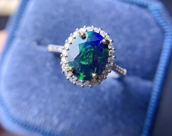 Oval White Opal Ring: Sterling Silver, October Birthstone