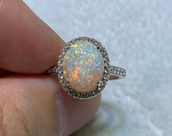 Natural Opal Ring: Dainty Gemstone Ring, October Birthstone