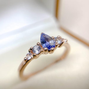 Pear Cut Tanzanite Ring: 925 Sterling Silver Engagement Ring