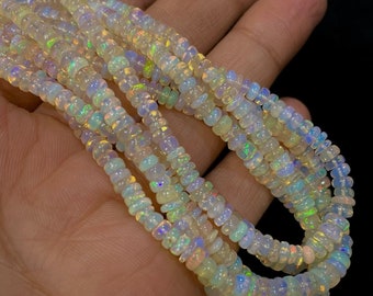 AAA Ethiopian Opal Rondelle Beads: Welo Fire Opal, 4-5MM