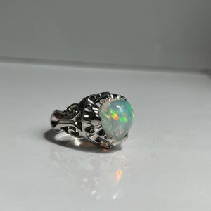 Mens Ring White Opal Silver Ring - Opal Ring - Signet Ring Mens - 925 Silver Signet Ring-  rings for Men -Silver Rings Opal Jewelry Gift Him