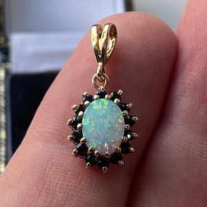 Top Opal Pendant, Opal Pendant, Black Onyx and Opal Pendant, 925 Silver Opal Pendant, Halo Opal Pendant, Gift For her, White Opal Pendant