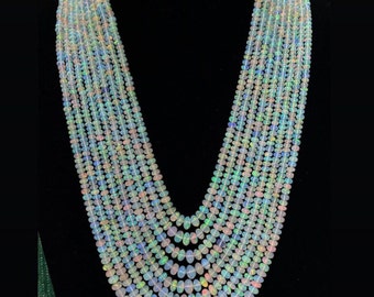 AAAA+ Black Ethiopian Opal Rondelle Beads: Multi Fire Opal Loose Line (3-5MM)