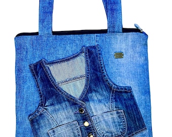 Zero Waste Upcycled Denim Tote - Eco-Friendly and Durable Handbag for Stylish Individuals