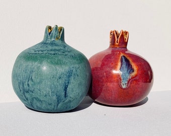 Handcrafted Glazed Decorative Pomegranate - Available in Two Colors | Glazed Ceramic Decor