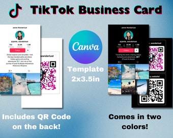TikTok Business Card Template | Editable Canva Design, QR Code (PDF Guide)