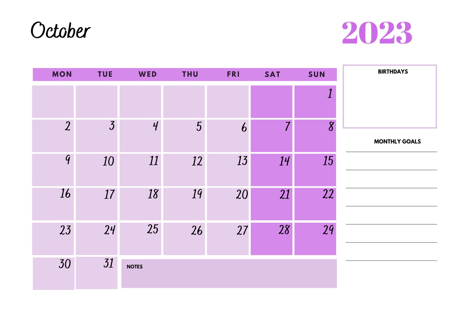 Printable Calendar 2023 2023 Monthly Planner 2023 Calendar - Etsy Hong Kong