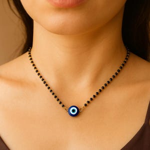 Evil Eye Manglasutra, Nazariya, Nazar, Black Beads Necklace, Traditional Necklace, Dainty, Simple & Elegant
