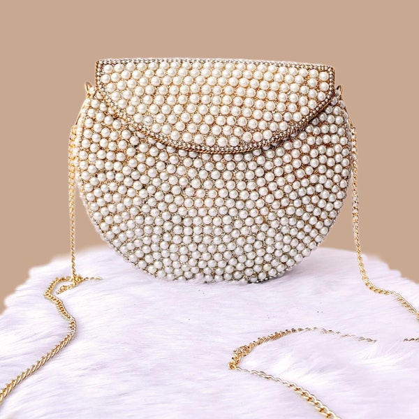 Pearl Purse Pearl Clutch Bag Bridal Purse Handmade Handbags Designer Bag Gold Clutch Wedding Purse Hot selling Sling Bag