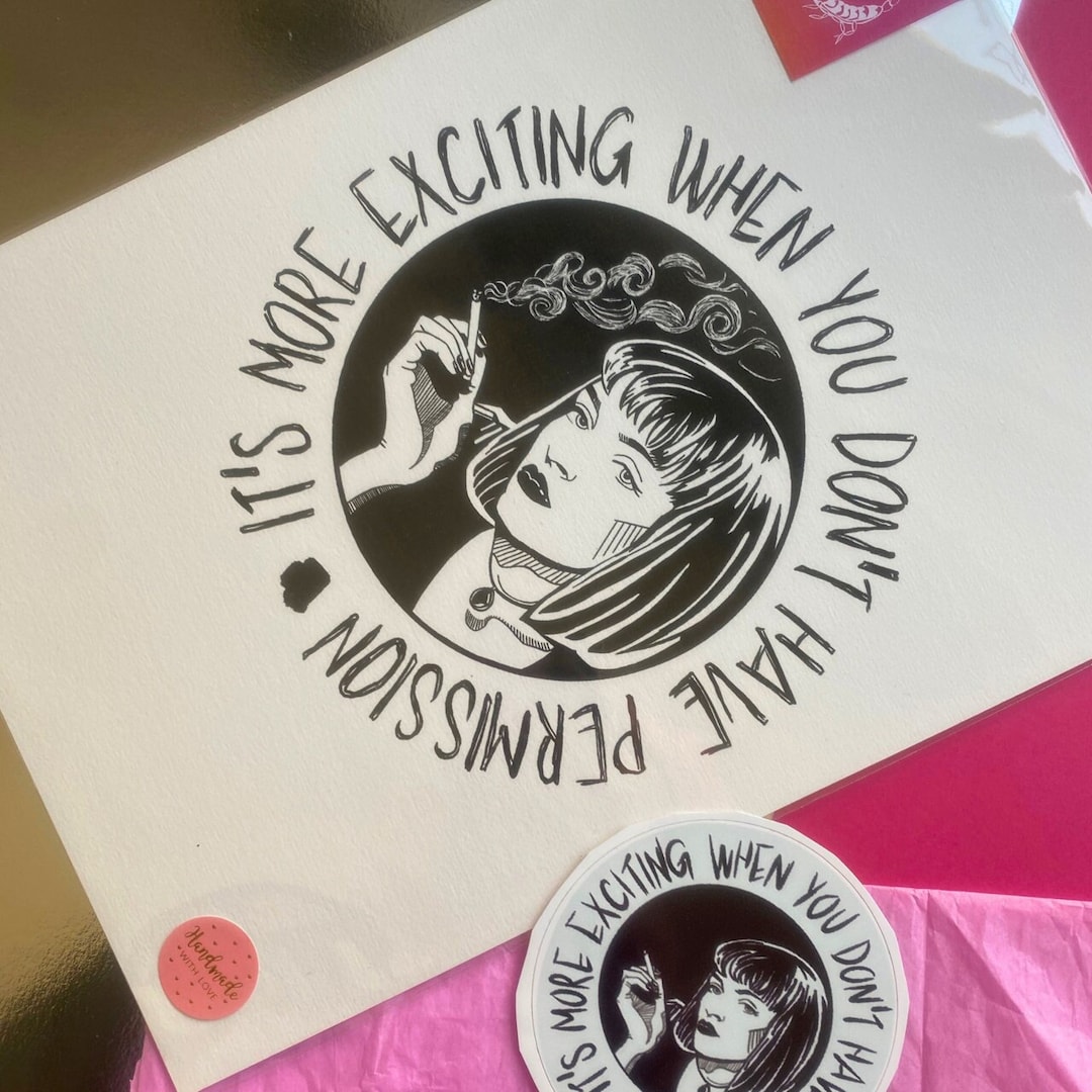 Art Print and Sticker Mia Wallace. A4 Pulp Fiction Movie and Mia