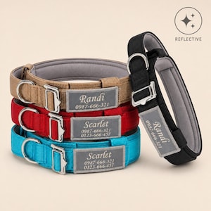 Tactische hondenhalsband met bedieningshendel, zware lichtgewicht nylon gepersonaliseerde halsband, 4 kleuren, reflecterende verstelbare K9-halsband