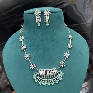 White Cubic Zirconia Necklace Set: Indian Bridal Jewelry