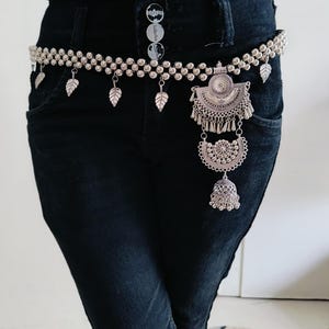 Oxidized Silver Belly Chain: Indian Bridal Saree Waist Belt