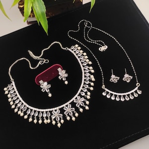 Cubic Zirconia Indian Necklace Set: Bollywood Wedding Jewelry