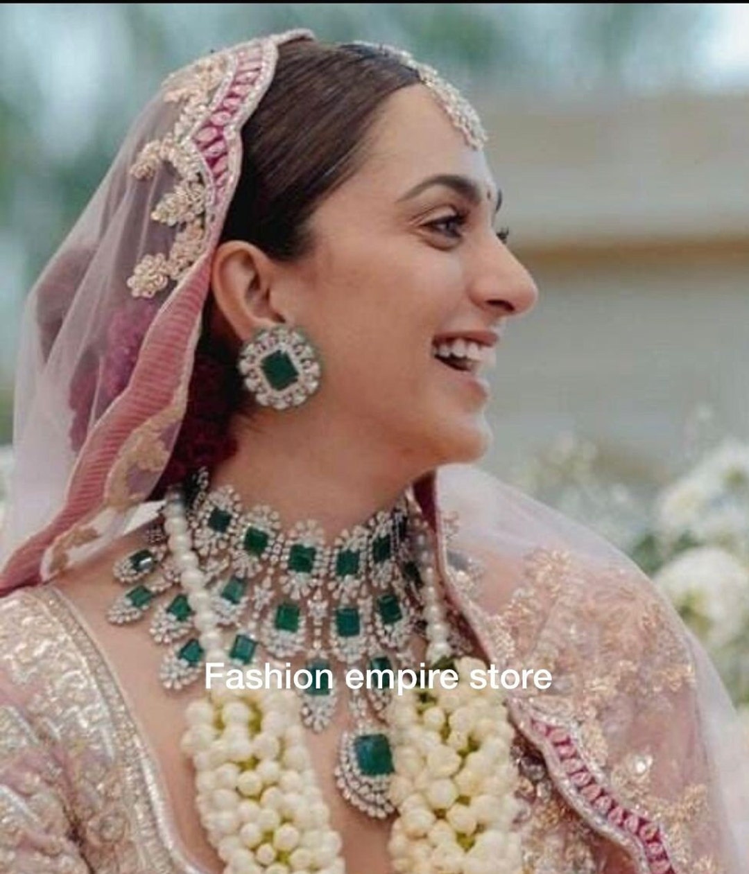 Kiara Advani Inspired Emerald Crystal Necklace AD Necklace Etsy