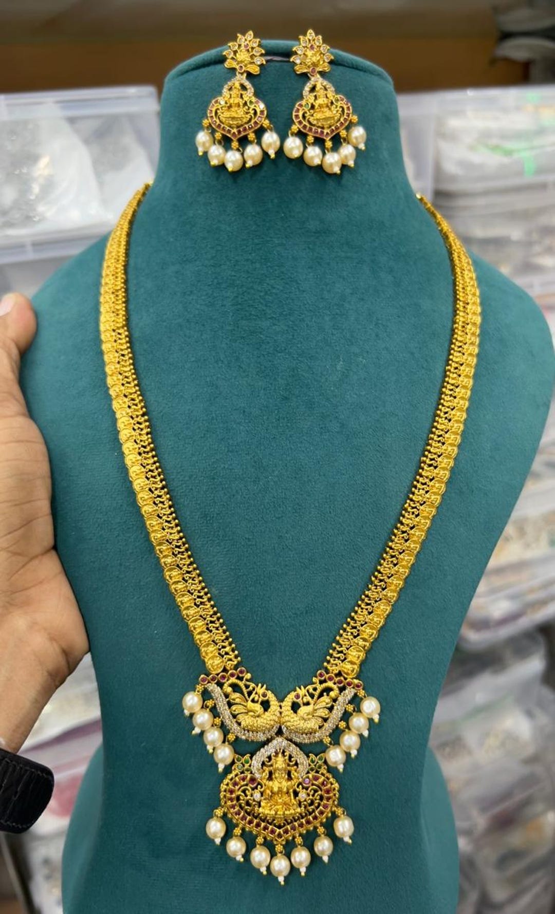 Colar Temple Gold Haram: Pedra Kemp e Pérola, Joias do Sul da