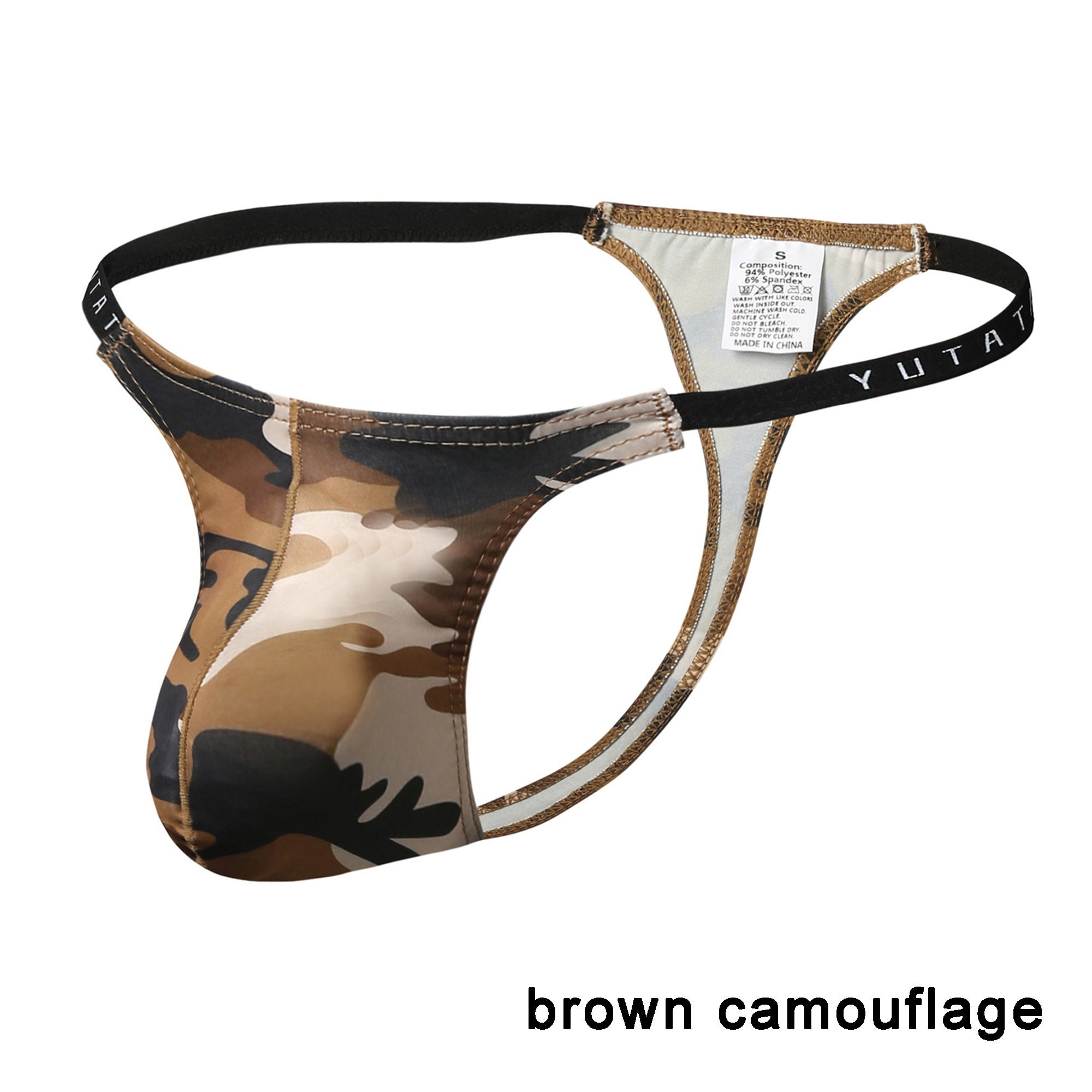 Camouflage Thong Briefs for Men, Men's Thong Briefs, High Elastic