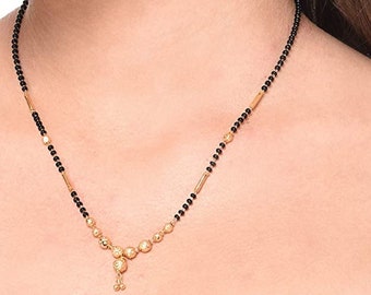 Mangalsutra, Chain mangalsutra, Modern mangalsutra, Golden mangalsutra India traditional black beads, beads necklace, Long Necklace