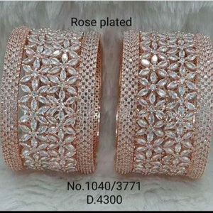 Rose Gold Bangles Bracelets/Rose Gold Finish American Diamond bangle/Indian Jewelry/chuda bangles set/Indian Rose Gold Bangle/CZ AD Bangles/