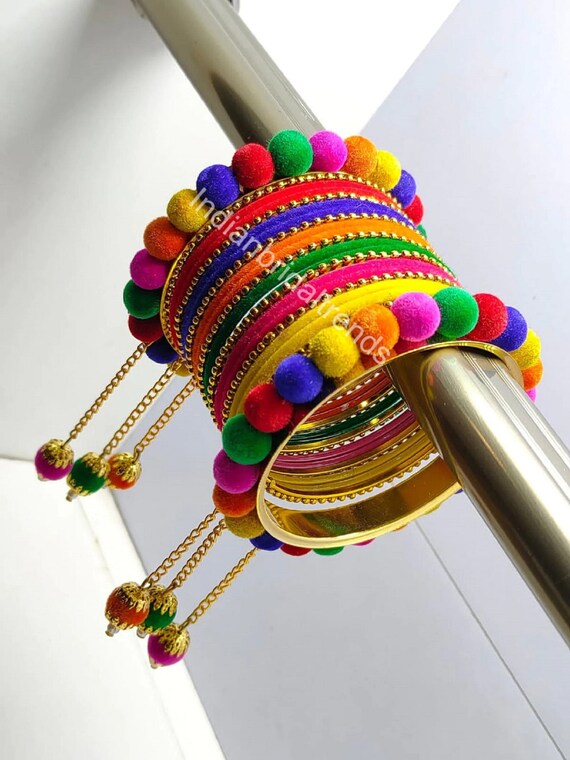 Indian Bangles Multicolor Bangles Wedding Bridal Bangles Latkan
