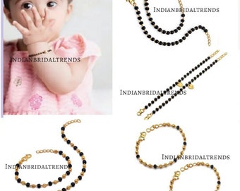 Newborn Baby Baby Bracelet Beautiful Gold Baby Bracelets Indian Protection Bracelet Kids Nazariya Beaded Najariya Nazarbattu Baby Jewelry