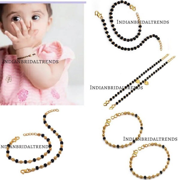 Newborn Baby Baby Bracelet Beautiful Gold Baby Bracelets Indian Protection Bracelet Kids Nazariya Beaded Najariya Nazarbattu Baby Jewelry