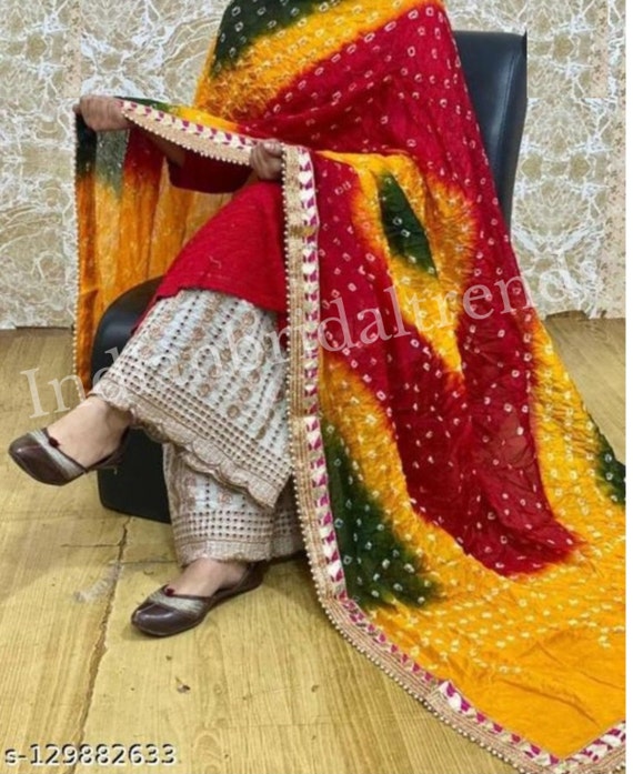 Yellow Orange -Jaipuri Bandhani Suits | Combination dresses, Jaipuri suits,  Suit pattern