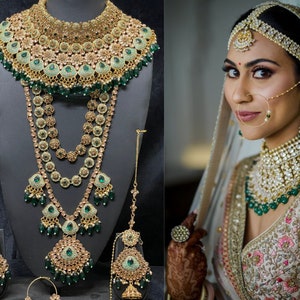 Sabyasachi Inspired Indian Bridal Jewelry Bollywood Wedding Bridal Set Jodha Akbar Gold Necklace Set Indian Wedding Jewelry Bridal Jewelry