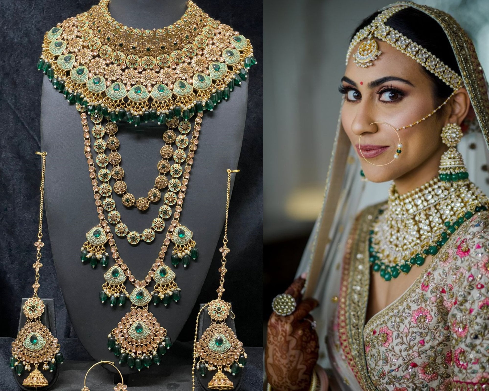 Sabyasachi Inspired Indian Bridal Jewelry Bollywood Wedding Bridal Set  Jodha Akbar Gold Necklace Set Indian Wedding Jewelry Bridal Jewelry 