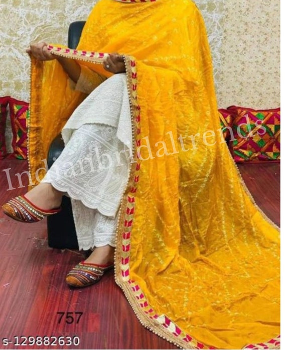 Buy Shopdrop Women's Jaipuri Bandhani Cotton Silk Suit Dress Material (Red  and Blue) at Amazon.in