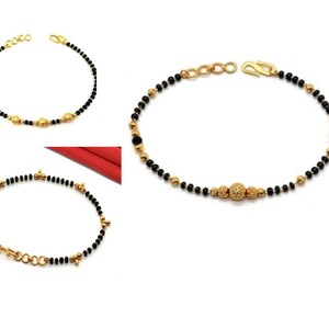 Mnagalsutra Bracelet Gold Plated Hand Mangalsutra Indian Jewelry Bollywood Jewelry Set Of 3 Indian Traditional Wedding Mangalsutra Jewelry