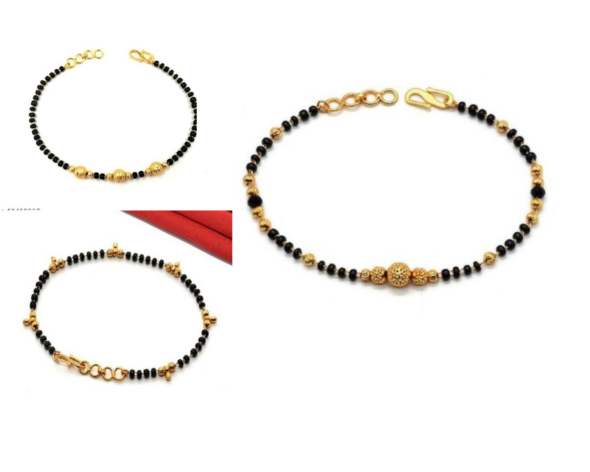 Small Gold Beads Black Beads Bracelet in 22k Gold, Bracelet for Women, Baby  Bracelet, All Size Available for Gift 