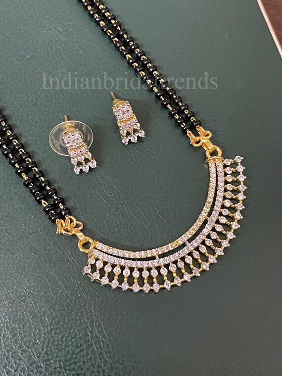 Salankara Creation Half moon Mangalsutra Pendant with Earrings Set