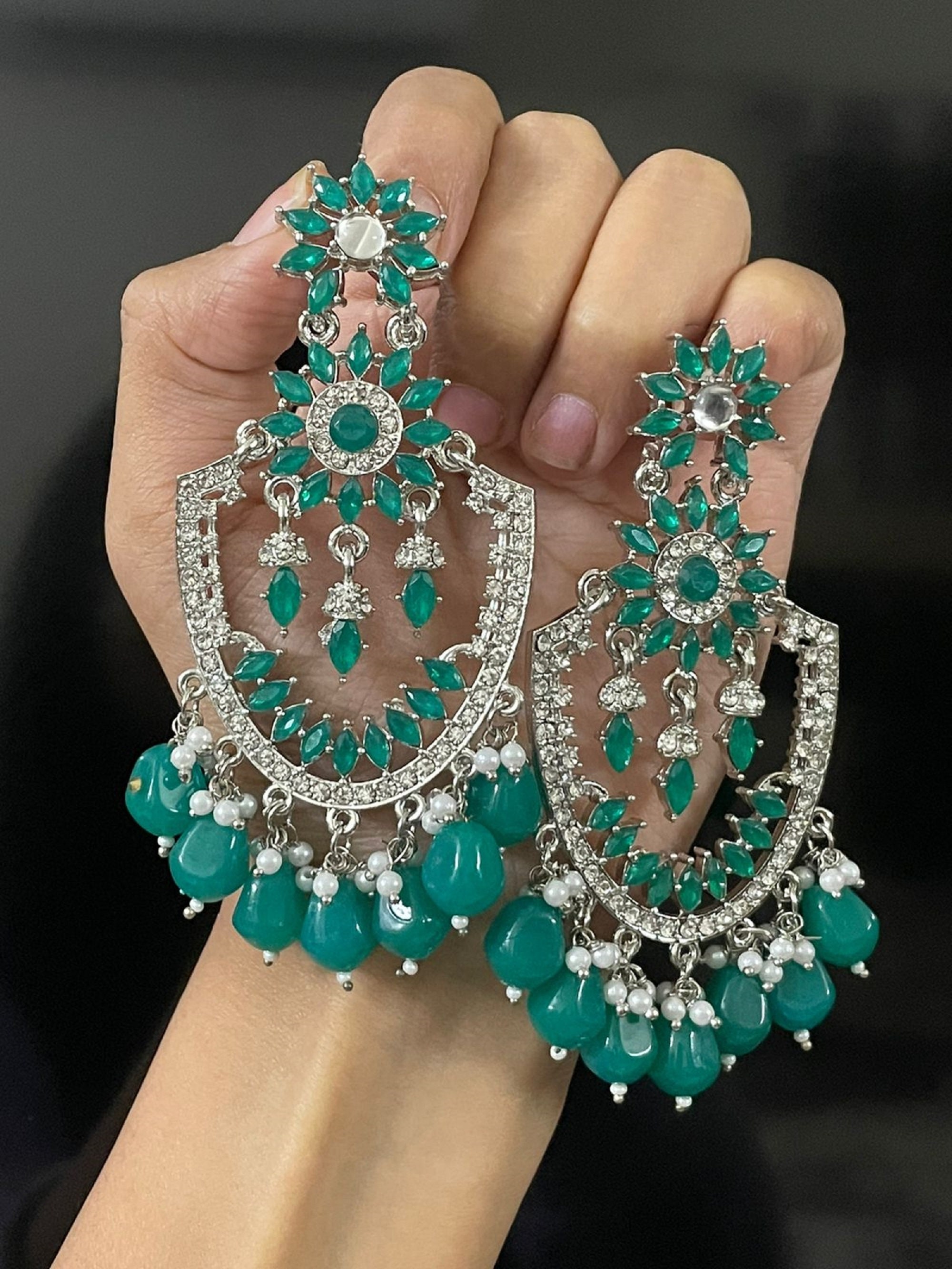 Meena Jewelry Mehendi Polish Party Wear Beautiful Fancy Style Long Dangler  Earring at Rs 240/pair | Traditional Jewelry in Mumbai | ID: 6824449697