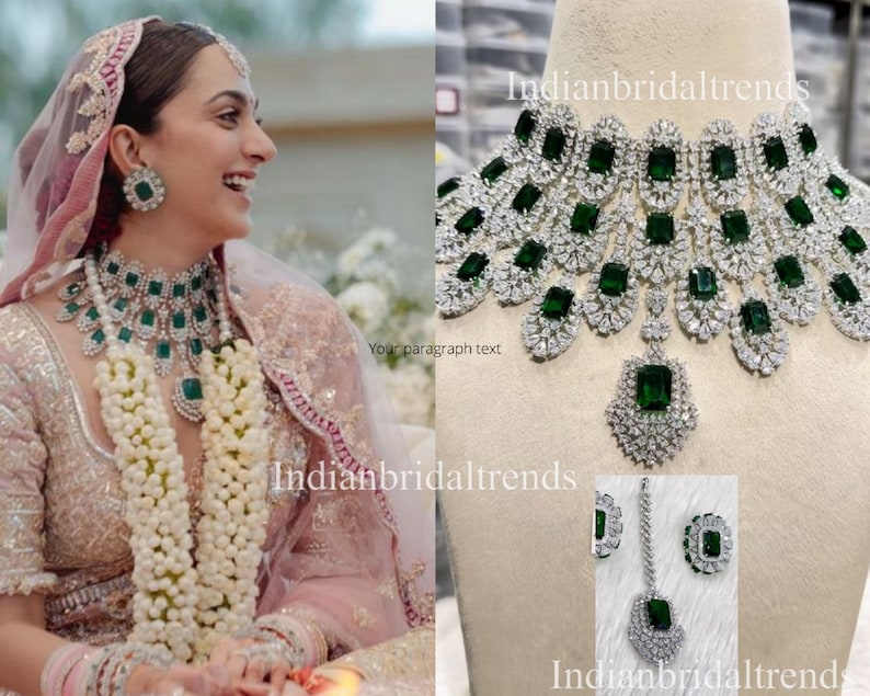 Kiara Advani Necklace Set Kiara Advani Necklace Emerald CZ Etsy