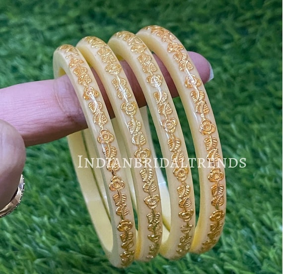 Laminated Gold Plated Acrylic Shakha Pola Bangle Set 2 in 1 Color, Pac —  Livysh