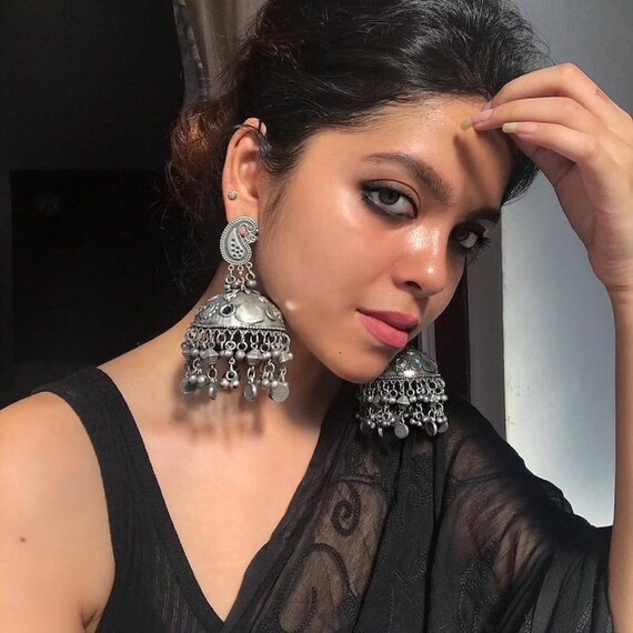 Buy Yotog Antique Long Big Size Black Oxidised Jhumka Earrings for Women  and girls Online at Best Prices in India - JioMart.