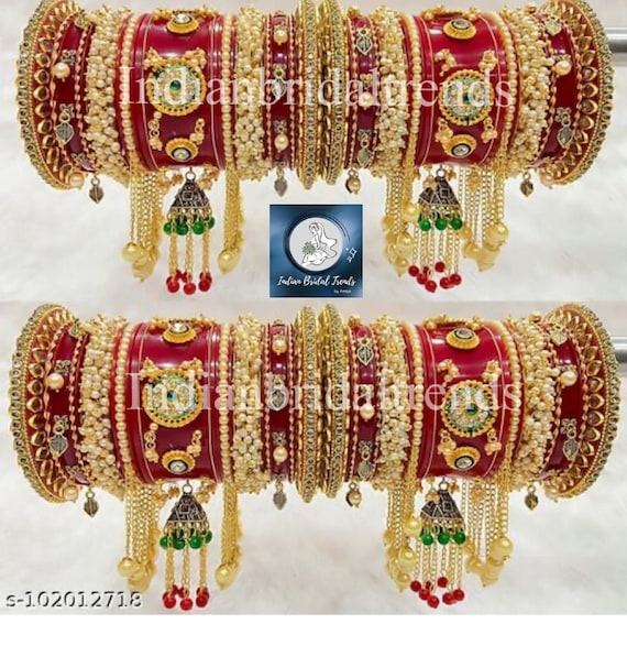 Rajwadi Chuda Bridal Chuda Dulhan Bridal Art Stones Bangles Set