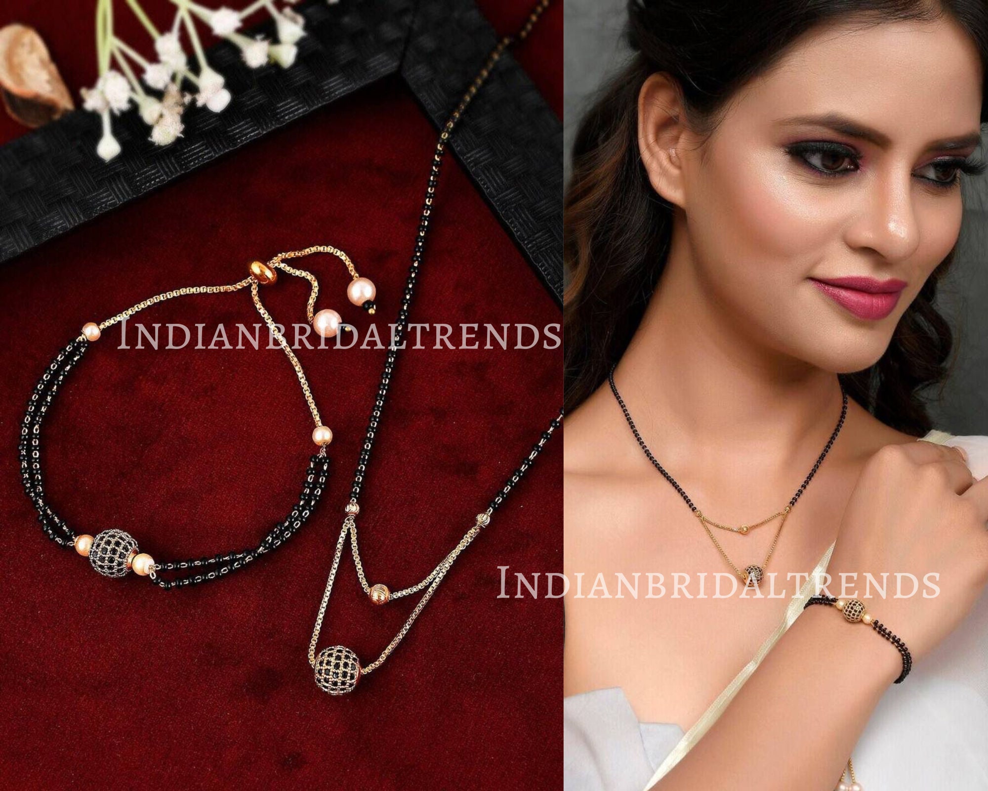 Mangalsutra Bracelet/Antique Gold Classic Bracelet/ Indian Jewelry/ Gold Bracelet/Black Bead Bracelet/ Indian Wedding Jewelry/ Nazarbattu