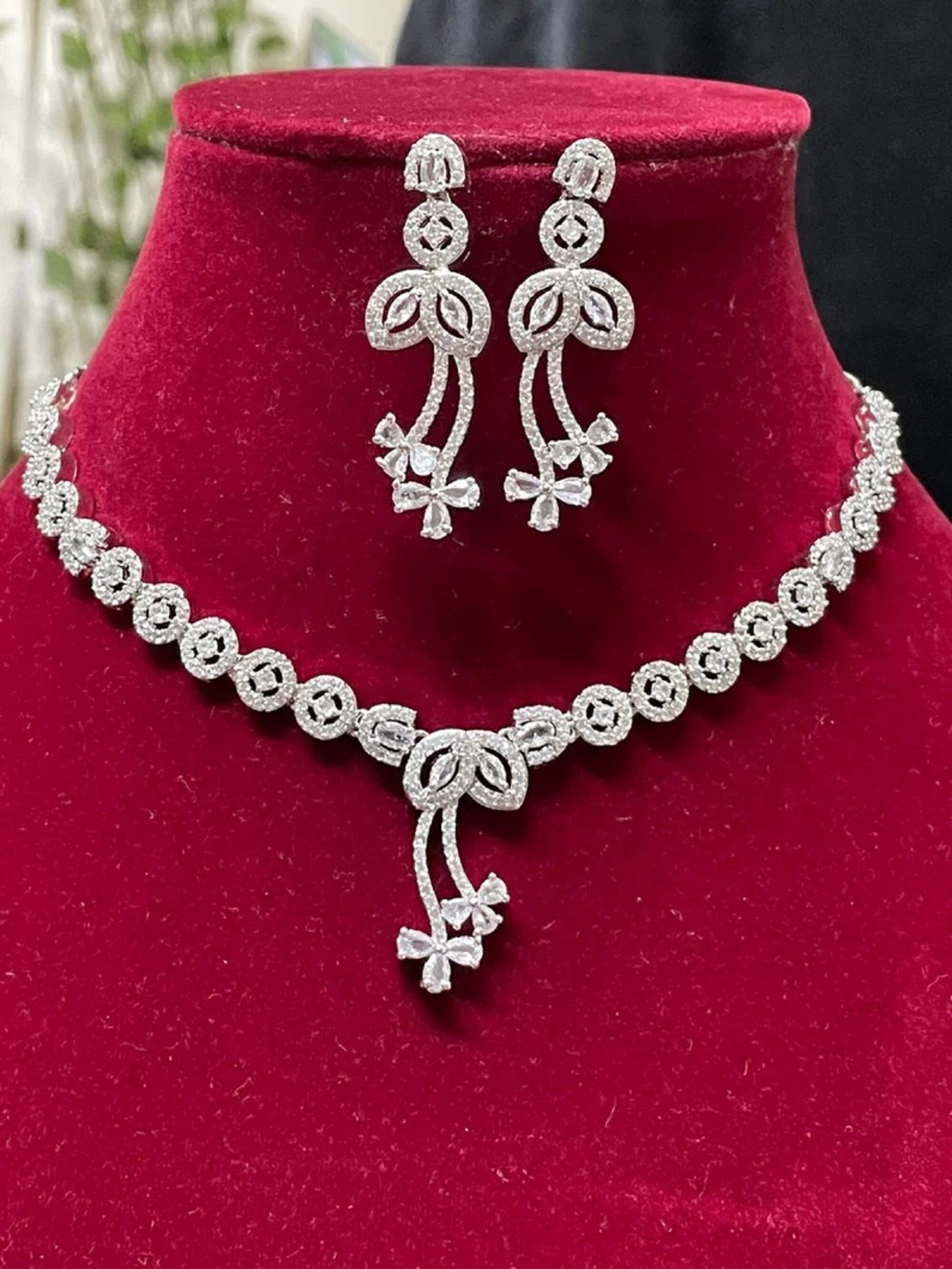 Diamond necklace and earring on sale set price