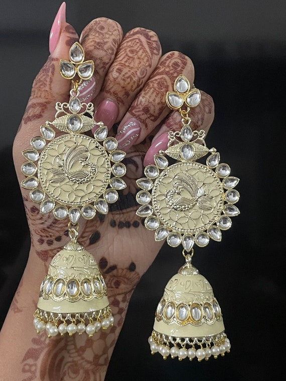 Big Jhumka Chaandbali/ Gold Jhumka/ Punjabi Earrings/ Indian Earring/  Indian Jewelry/ Pakistani Jewelry/ Pakistani Earrings. - Etsy Norway